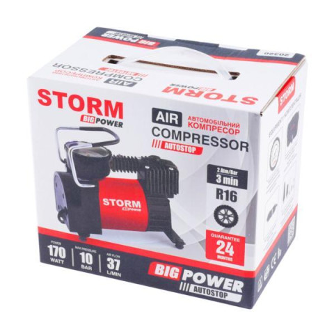 Купить Компресор автомобільний Storm Big Power Autostop 10 Атм 37 л/хв 170 Вт