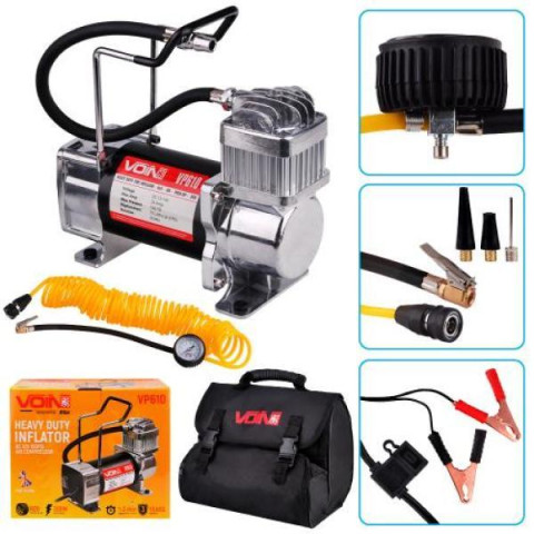 Купити Компресор автомобільний "VOIN" VP-610 150psi/23Amp/70л/клеми