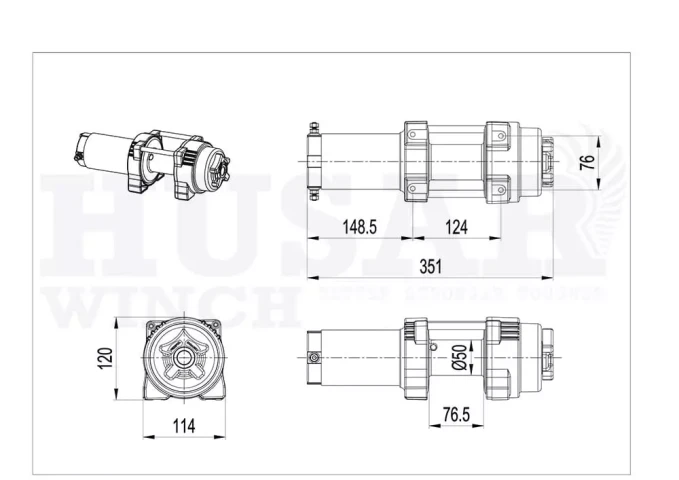 Лебідка для квадроцикла Husar BST S 3500 LBS 1587 кг 24 В ціна відгуки Купити Лебідка для квадроцикла Husar BST S 3500 LBS 1587 кг 24 В