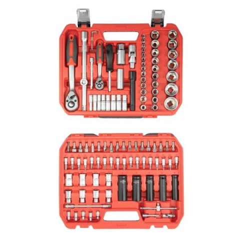 Купить Набір інструментів 1/2" & 1/4" 111од, IMPACT Cr-V головки подовжені 15,17,19,21,22 + подовжувач 125м