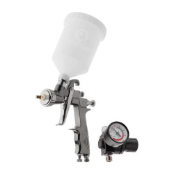Купить Фарбопульт пневматичний LVLP, форсунка - 1.3 мм, з редуктором, пластиковий бачок - 600 мл, 2 бар