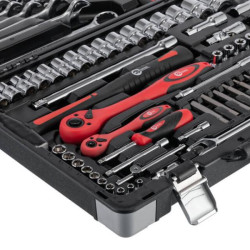 Купить Набір інструментів, проф., 1/2" + 1/4", Cr-V, 119 од., головки: 4-32 мм, E4-E22, біти 43 од., ключі: