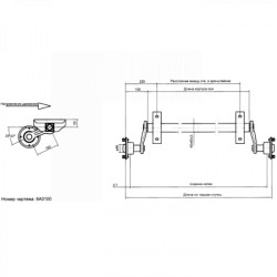 Купить Ось торсионная Knott VG 7-L 750 кг 1100 мм 98X4 бестормозная с коваными рычагами