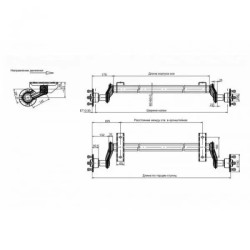 Купить Ось торсионная Knott VG 7-L 750 кг 1400 мм 98X4 бестормозная с штампованными рычагами