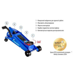 Купити Домкрат гідравл підк 3,5т в коробці. min 145мм - max 500мм з педаллю, 38,5кг (DP-35038/Т83502)