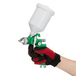 Купить Фарбопульт пневматичний HVLP, форсунка: 2,0 мм, верхній пластиковий бачок: 600 мл, 3 бар