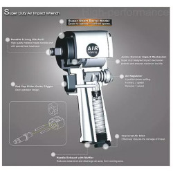 Купити Гайковерт для шиномонтажу пневматичний TOPTUL 1/2" 678 Nm 9500об/хв супер-короткий KAAQ1650