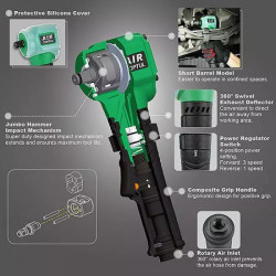 Купити Гайковерт для шиномонтажу пневматичний TOPTUL 1/2" 407N/m 6500об/хв KAAS1630