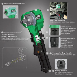 Купить Гайковерт для шиномонтажу пневматичний TOPTUL 1/2" 407N/m 6500об/хв KAAS1630
