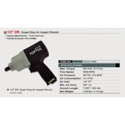 Купить Гайковерт для автосервісу TOPTUL 1/2" 813N/m 8000об/хв KAAC1660