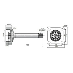 Купить Вал отбора мощности с плитой KAZEL ZF PTO KZL CS 08-253 на КОМ ZF-16 S 151-221