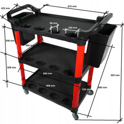 Купити Тележка инструментальная пластиковая (3 открытые полки,2 навесных ящика) (SF6006) G.I. KRAFT GI37105