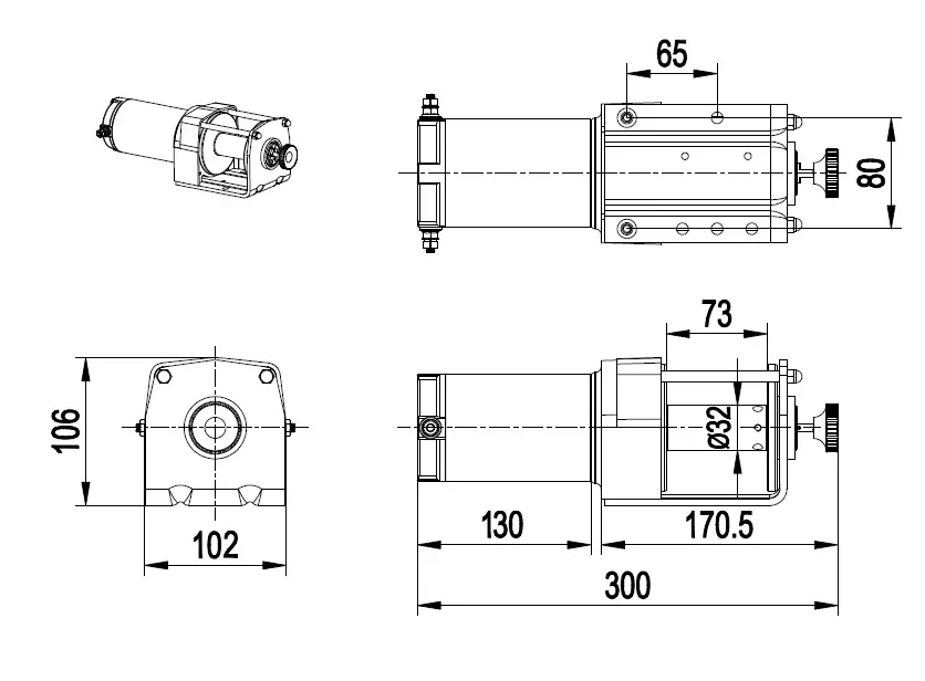 Размеры лебедки BST 3000 lbs