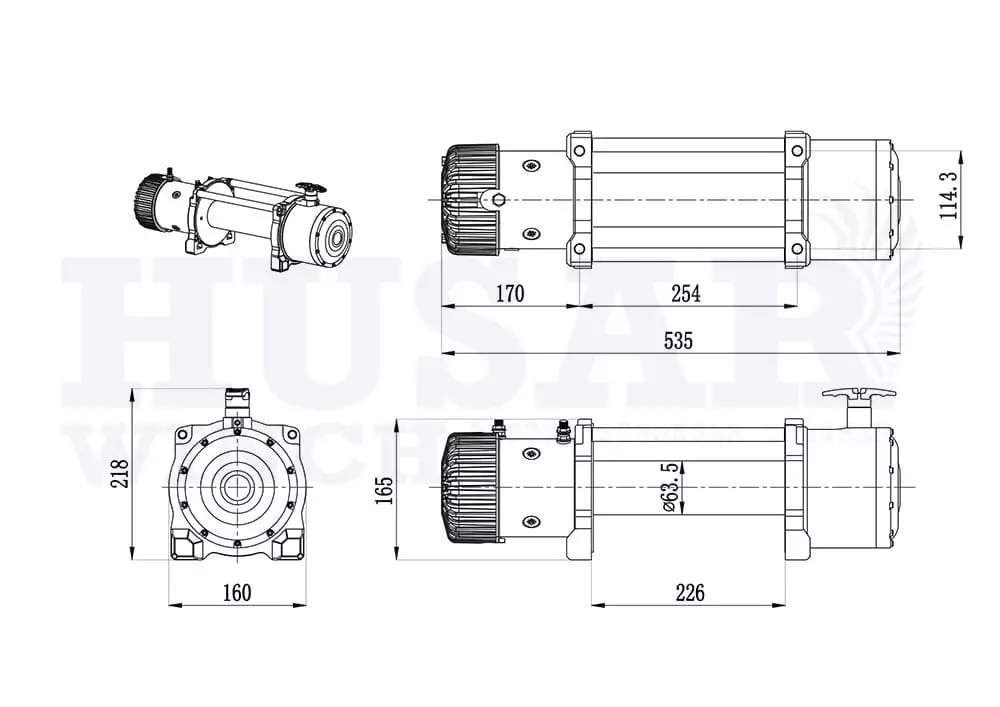 Размеры лебедки Husar BST S 13000 Lbs