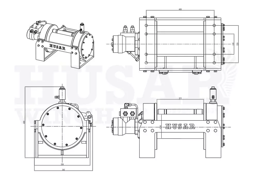 Розміри лебідки Husar BST H 080 lbs