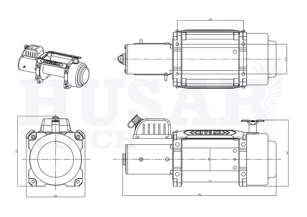 Размеры лебедки Husar BST S 18000 Lbs Synthetic