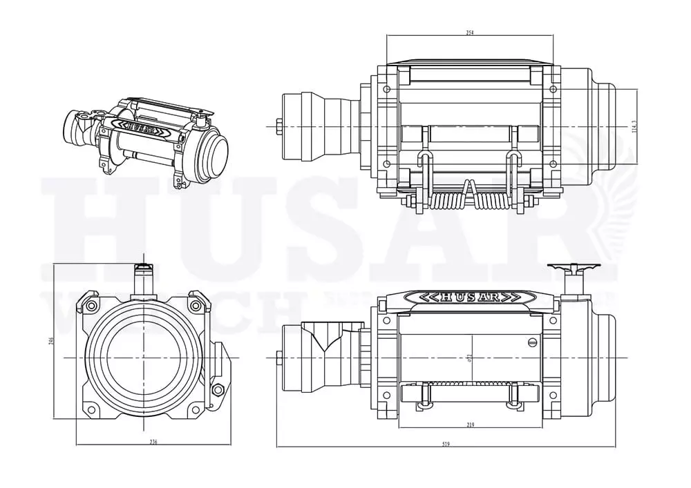 Размеры лебедки Husar BST H 15000 lbs