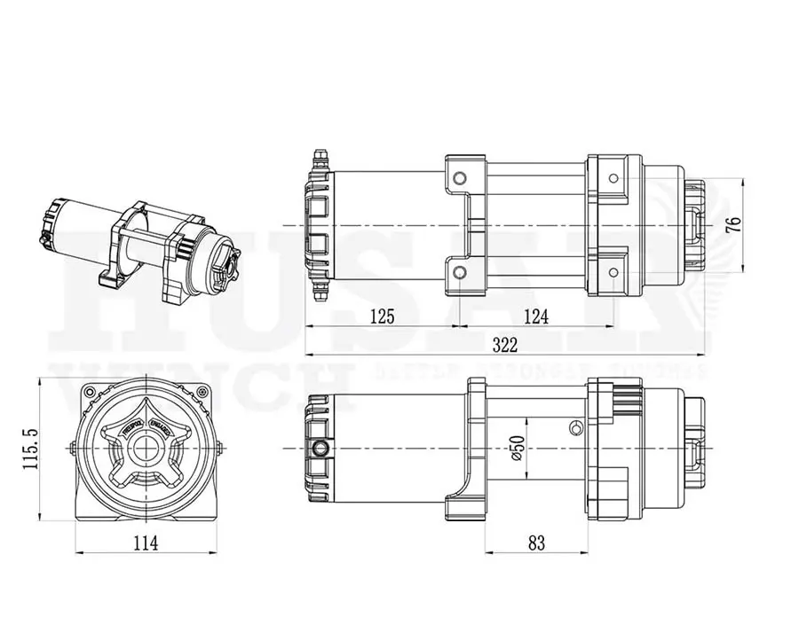 Розміри лебідки для квадроцикла Husar BST S 4500 lbs