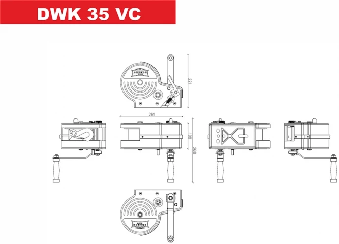 Лебідка ручна Dragon Winch DWK 35 VCP synthetic (з корпусом)