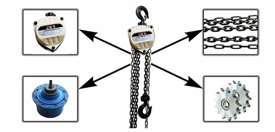 Конструкція ручної ланцюгової талі з вантажним ланцюгом та гаком