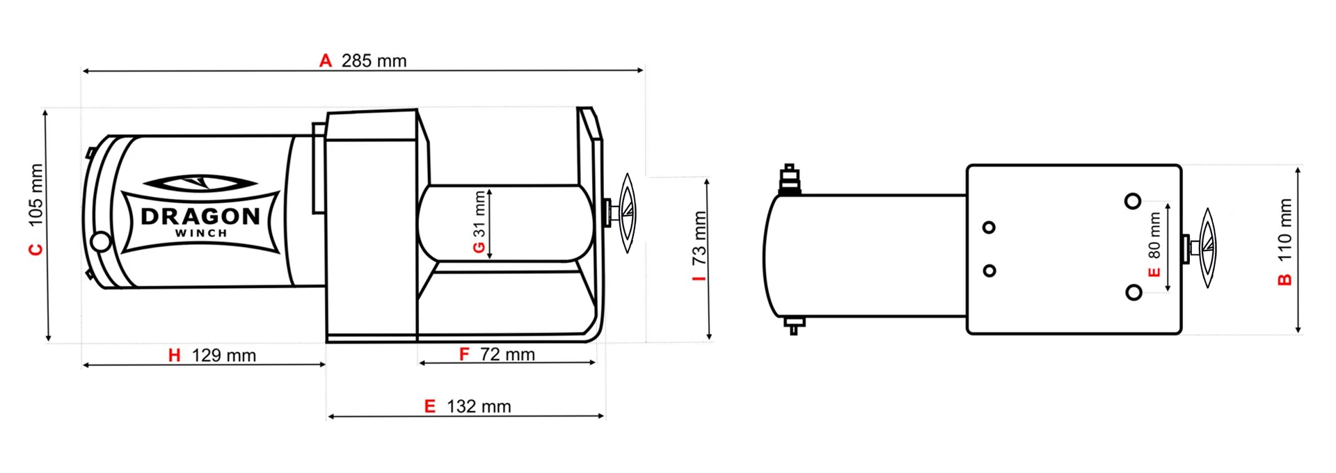 Габаритні розміри Dragon Winch DWM 3000 ST